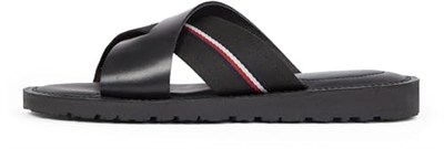 Tommy Hilfiger Deri Logolu Sandalet Erkek SANDALET FM0FM05415 BDS