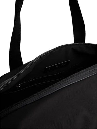 Tommy Hilfiger Erkek Polyester Duffle Çanta, Seyahat ve Spor için, Ayarlanabilir Çapraz Askı, Çift Fermuarlı, Siyah