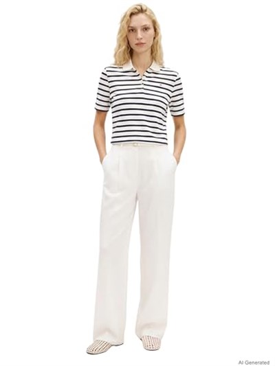 Tommy Hilfiger Kadın Polo Yaka T-shirt WW0WW432240BF, Mavi, S