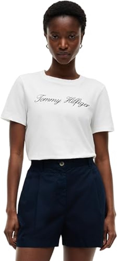 Tommy Hilfiger NOS SCRIPT REGULAR C-NK SS Tişört Kadın