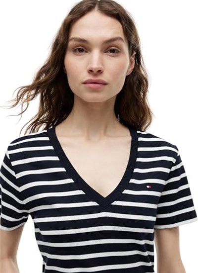 Tommy Hilfiger Slim Cody V-nk Ss Ww0ww40584 S/S T-Shirt Kadınlar