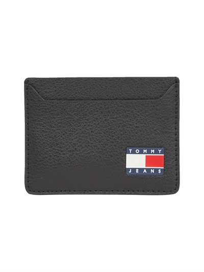 Tommy Hilfiger TJM HERITAGE LEATHER CC HOLDER Erkek Cüzdan, Siyah, Tek Beden