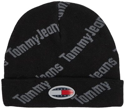 Tommy Hilfiger Tjm Skater Boy S Beanie Print Erkek Bere, Siyah, Os