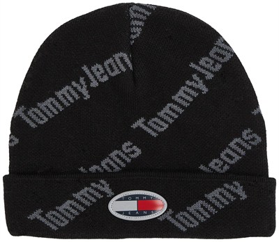 Tommy Hilfiger Tjm Skater Boy S Beanie Print Erkek Bere, Siyah, Os