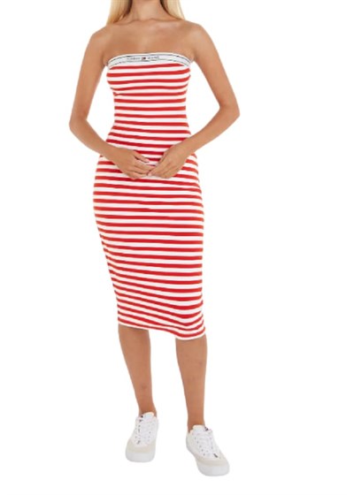 Tommy Hilfiger Tjw Logo Tape Stripe Tube Dress Elbise Kadın