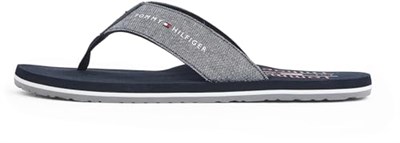 TOMMY HILFIGER TOMMY HILFIGER Erkek Marka Logolu Eva Dış Tabanlı Eva Kontorlu Tabanlık Termoplastik Kauçuk Karışımlı Saya Lacivert Terlik FM0FM05570 DW5