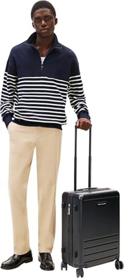 Tommy Hilfiger Unisex Kabin Boy Valiz, TH Cabin Size Suitcase, Siyah, Üniseks Yetişkin
