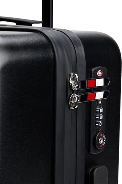 Tommy Hilfiger Unisex Kabin Boy Valiz, TH Cabin Size Suitcase, Siyah, Üniseks Yetişkin