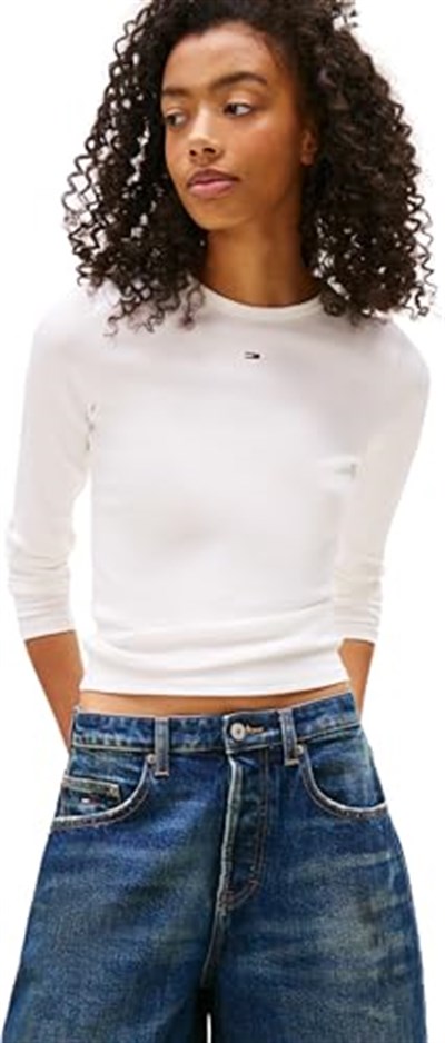 Tommy Jeans TJW SLIM ESSENTIAL RIB LS Tişört Kadın