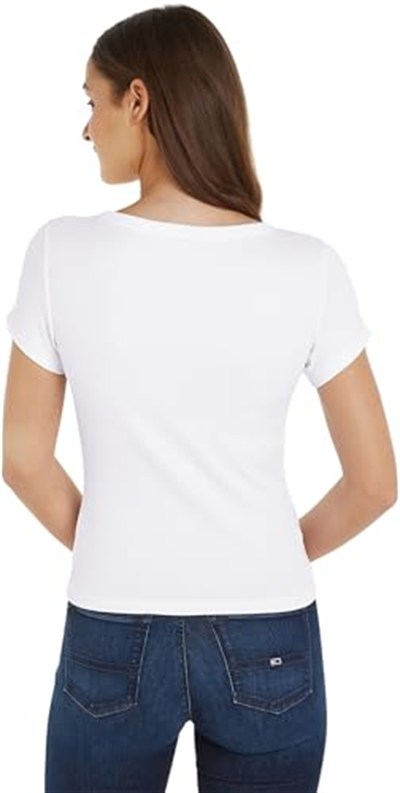 Tommy Jeans TJW SLIM ESSENTIAL RIB V SS Tişört Kadın