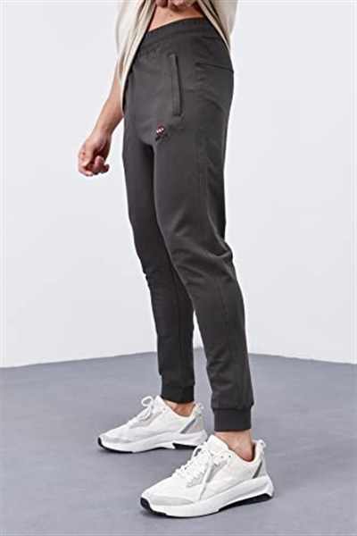 TOMMY LIFE İndigo Fermuar Cepli Dar Kalıp Jogger Eşofman Altı, T01ER-84343