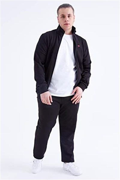 TOMMY LIFE TOMMYLIFE Siyah Dik Yaka Fermuarlı Rahat Form Klasik Paça Eşofman Takımı - 85072, T01ER-85072