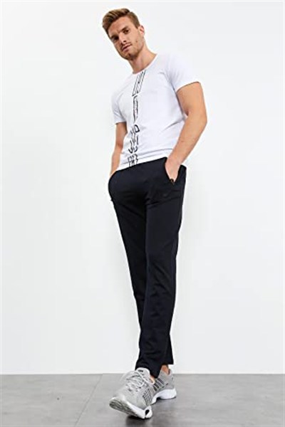 TOMMY LIFE TOMMYLIFE Siyah Fermuarlı Üç Cepli Dar Kalıp Klasik Paça Eşofman Altı, T06ER-84671