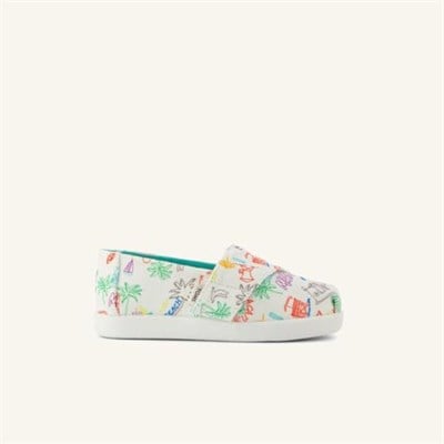 TOMS Kadın Espadril 10022107 Toms Alpargata Classic Sketchbook Print Marshmallow White, 28.5 EU, numeric_28_point_5