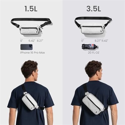 tomtoc 1,5L–3,5L Sling Çanta RFID Korumalı, Erkek Kadın için Crossbody Göğüs Omuz Çantası, Suya Dayanıklı Hafif Günlük Bel Çantası, Seyahat Günlük Kullanım için