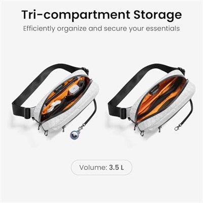 tomtoc 1,5L–3,5L Sling Çanta RFID Korumalı, Erkek Kadın için Crossbody Göğüs Omuz Çantası, Suya Dayanıklı Hafif Günlük Bel Çantası, Seyahat Günlük Kullanım için