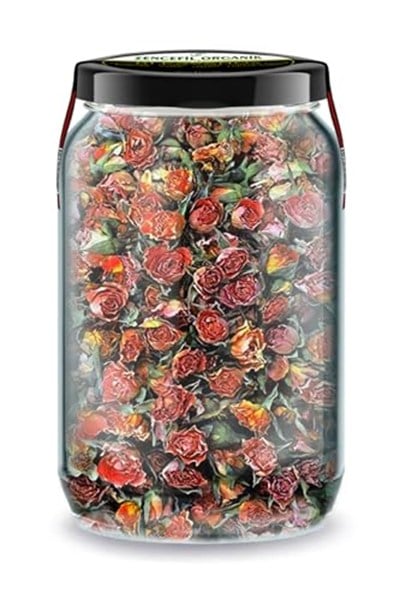 Tomurcuk Turuncu Gül Kurusu Bi Kavanoz 660 cc. Cam Kavanozda Turuncu Renk Kuru Gül Dried Rose Bud