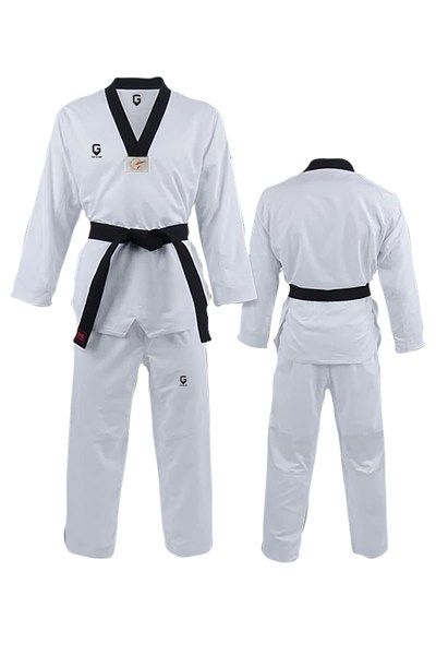 TOP GLORY (T1377) KOPYA - TOP GLORY Fitilli Siyah Yaka Taekwondo Elbisesi Dobok-