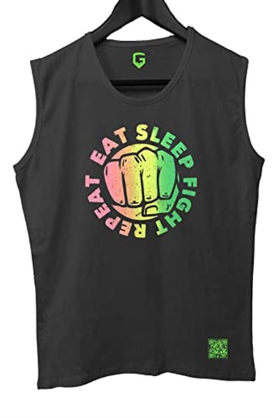 TOP GLORY (T516) EatSleepX Tank Top Kolsuz Sporcu TShirt-