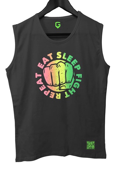 TOP GLORY (T516) EatSleepX Tank Top Kolsuz Sporcu TShirt-