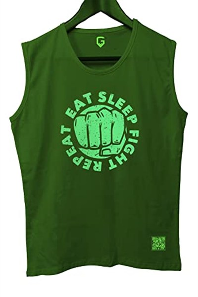 TOP GLORY (T522) EatSleep Tank Top Kolsuz Sporcu TShirt-