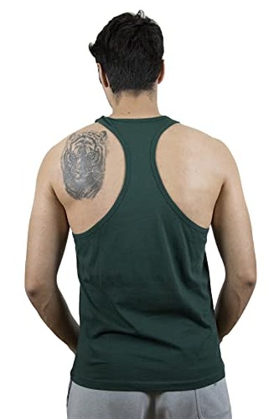 TOP GLORY (T801) Erkek Yeşil Newyorkcity Baskılı Fitness Gym Tank Top Sporcu Atleti-