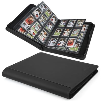 Toploader Binder,Toploader Hard Cases, 9-Pocket Pages Sleeves Hold up 288 Cards.Toploader Card Binder with Sleeves for “3×4” rigid，Card Holder(black)