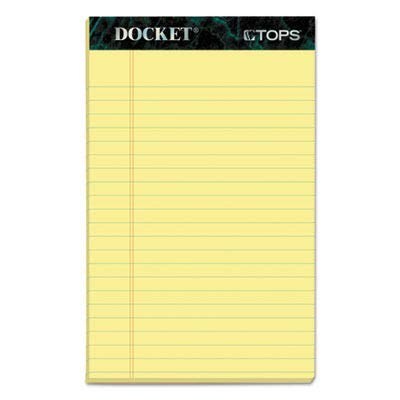 TOPS 5 x 8 sağ blok, 12 adet, Docket markası, dar, çizgili, sarı kağıt, yazı bloku başına 50 yaprak, ABDde üretilmiştir (63350)