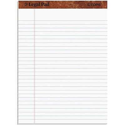 TOPS 8,5 x 11 Yasal Ped, 12li Paket, The Legal Pad Markası, Geniş Çizgili, Beyaz Kağıt, Yazı Defteri Başına 50 Yaprak, ABDde Üretilmiştir (7533)