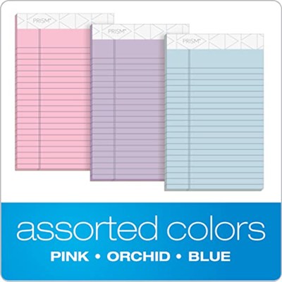 Tops Prism Plus% 100 geri dönüştürülmüş Legal Pad, 12,7 x 20,3 cm, delikli, farklı renklerde: pembe, orkide, mavi, dar, Rule, 50 yaprak Pro blok, 6 PADS Pro Pack (63016) Junior Legal (5