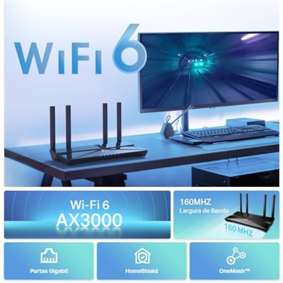 TP-Link Archer AX53, AX3000 Dual Band Gigabit Wi-Fi 6 Router, Fiber Destekli, 4× Gigabit LAN Ports, WPA3, Oyun için İdeal Xbox/PS4/Steam