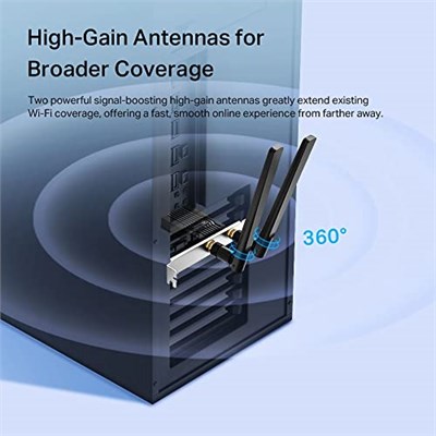 TP-Link Archer TX55E, AX3000 Wi-Fi 6 Bluetooth 5.2 PCIe Ağ Kartı, İki Anten, Özel Soğutucu, 1024-QAM, Ultra Düşük Gecikme, Intel Wi-Fi 6 Yonga Seti, Windows 10/11i Destekler