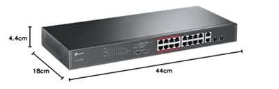 TP-Link TL-SL1218MP, 16-Port 10/100Mbps + 2-Port Gigabit Unmanaged PoE Switch