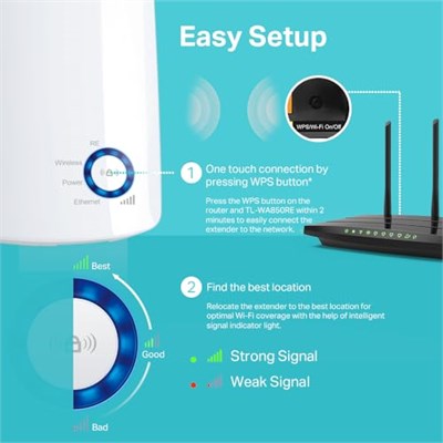 TP-Link TL-WA850RE, N300 Mbps Wi-Fi Menzil Genişletici, 1 Ethernet Bağlantı Noktalı Wi-Fi Güçlendirici/Hotspot, Access Point Modu, Tüm Wi-Fi Yönlendiriciler ile Çalışır