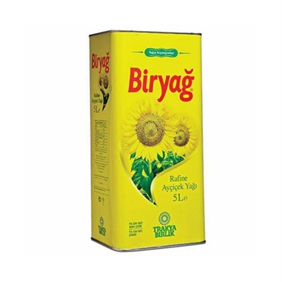 Trakyabirlik Biryağ Rafine Ayçiçek Yağı Teneke 5 lt