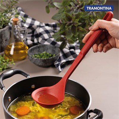Tramontina Softta Silikon Metal Gövdeli Servis Kepçesi Kırmızı Bpa Içermez | Bpa İçermez
