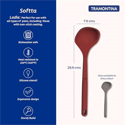 Tramontina Softta Silikon Metal Gövdeli Servis Kepçesi Kırmızı Bpa Içermez | Bpa İçermez