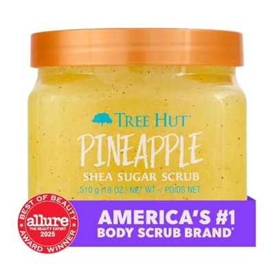 Tree Hut Ananas Shea Şeker Ovma | Peeling Vücut Ovma Yumuşak ve Nemli Bir His için Ölü, Kuru Cildi Temizler | Besleyici Temel Vücut Bakımı | 18 oz.