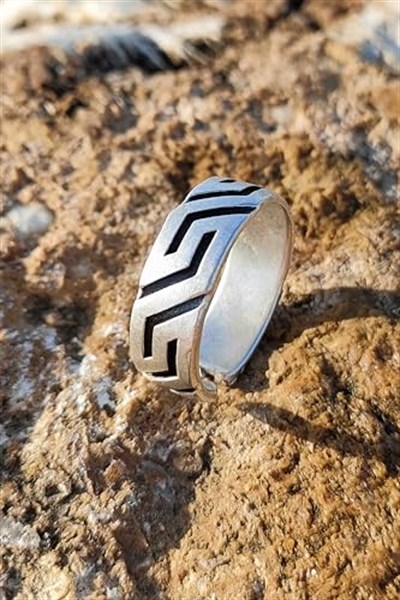 Trend Collection Antik Titan Desen Gümüş Kaplama Ayarlanabilir Yüzük