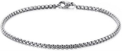 Trend Collection Gümüş Kararmaz Çelik Silver Arnavut Zinciri Örme Model ince Erkek Bileklik