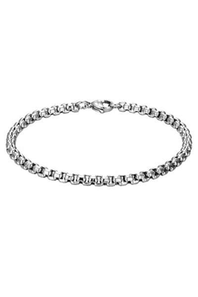 Trend Collection Gümüş Kararmaz Çelik Silver Arnavut Zinciri Örme Model Erkek Bileklik