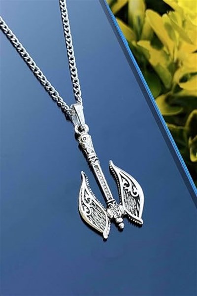 Trend Collection Gümüş ve Siyah Antik Viking Balta Erkek Kolye Seti (2 adet)