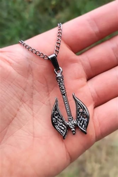 Trend Collection Gümüş ve Siyah Antik Viking Balta Erkek Kolye Seti (2 adet)