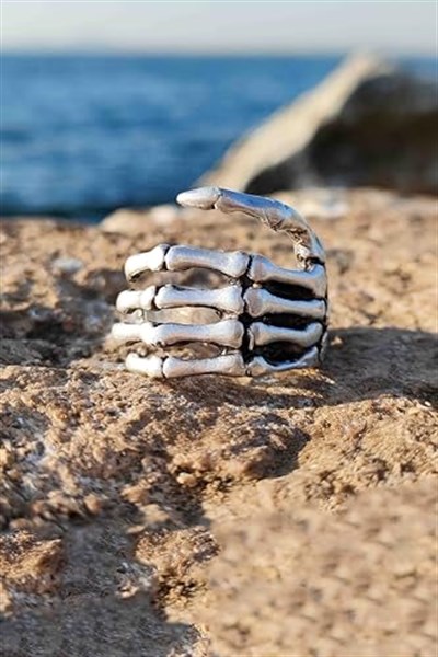 Trend Collection iskelet El Model Gümüş Kaplama Ayarlanabilir Erkek Yüzük
