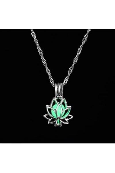 Trend Collection Karanlıkta Parlayan Lotus Çiçeği, Kum Saati, Desenli Ay Kadın Kolye Seti (3 adet)
