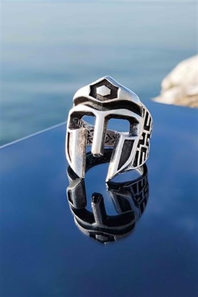 Trend Collection Miğfer Gladyatör Model Gümüş Kaplama Ayarlanabilir Yüzük