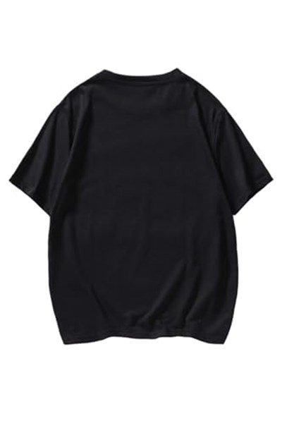 TrendSeninle Erkek Siyah T-shirt Nasa Logo Baskılı Oversize Tişört