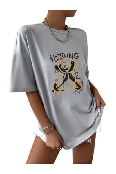 TrendSeninle Kadın Beyaz Oversize Nothing Else Tshirt