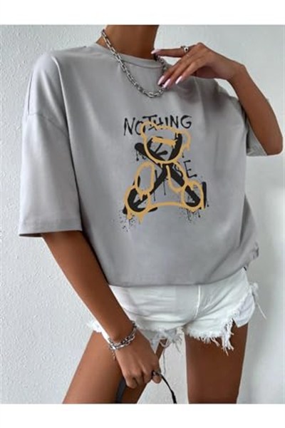 TrendSeninle Kadın Beyaz Oversize Nothing Else Tshirt