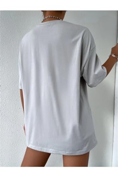 TrendSeninle Kadın Beyaz Oversize Nothing Else Tshirt